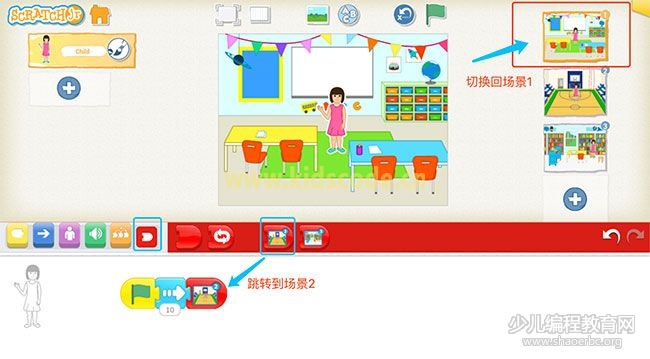 ScratchJR少兒編程啟蒙教程：第三章：參觀我的學校-少兒編程教育網