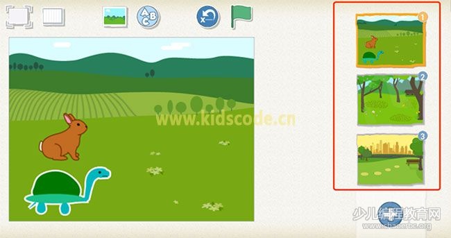 ScratchJR少兒編程啟蒙教程：第三章：龜兔賽跑的故事-少兒編程教育網