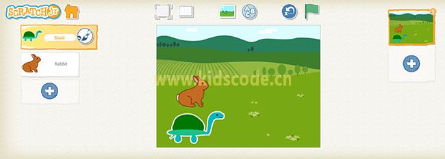 ScratchJR少兒編程啟蒙教程：第三章：龜兔賽跑的故事-少兒編程教育網