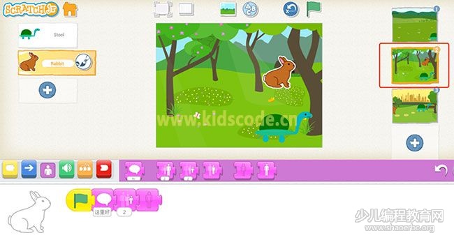 ScratchJR少兒編程啟蒙教程：第三章：龜兔賽跑的故事-少兒編程教育網